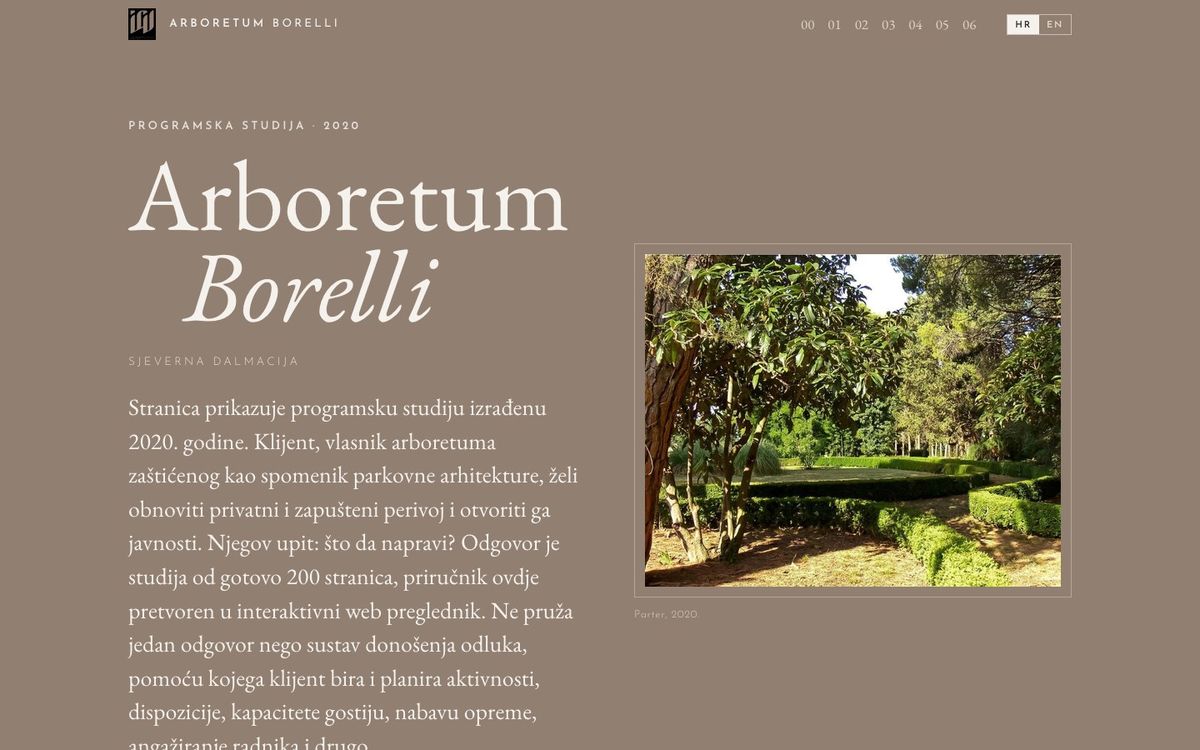 arboretum.igv.hr: naslovni ekran stranice